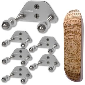 Skateboard Wall Mount Display(6 Packs)-Aluminum Ramp Shape Skateboard Deck Wall Mount with Two Screw Holes for Horizontal and Vertical Hanging Skateboard Display Decor