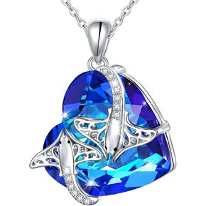 Ladytree Stingray/سلحفاة هدايا فضة مانتا راي / سلحفاة البحر كريستال / أذن البحر شل قلادة مجوهرات حيوانات المحيط هدايا عيد ميلاد الأم للنساء الأم والزوجة والصديقة الخطيبة in Kuwait