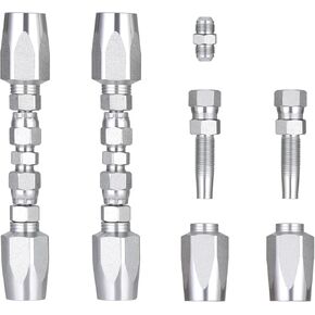 2Pcs 1/4" Hydraulic Hose Field Repair Kit, 1/4" Inner Diameter and 5Pcs Small Repair Parts, Reusable, 08 (R2) 2-Wire Reusable Hydraulic Repair Fittings