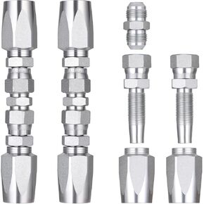 2Pcs 1/2" Hydraulic Hose Field Repair Kit, 1/2" Inner Diameter and 5Pcs Small Repair Parts, Reusable, 08 (R2) 2-Wire Reusable Hydraulic Repair Fittings