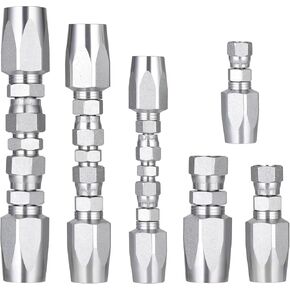 3Pcs Hydraulic Hose Field Repair Kit, 1/4", 3/8", 1/2" Inner Diameter and 6Pcs Small Repair Parts, Reusable, 08 (R2) 2-Wire Reusable Hydraulic Repair Fittings