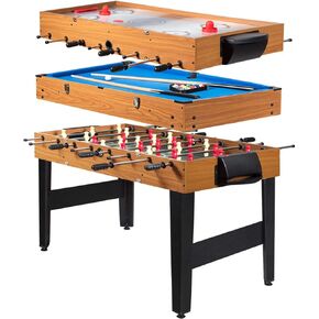 Giantex Multi Game Table, 3-in-1 48" Combo Game Table w/Soccer, Billiard, Slide Hockey, Wood Foosball Table, Perfect for Game Rooms, Arcades, Bars, Parties, Family Night