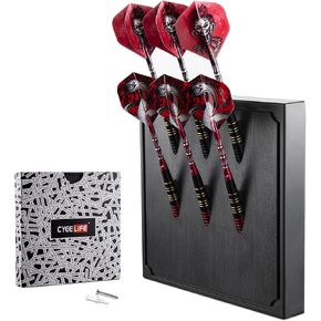 CyeeLife Wall Mounted Darts Holder/Stand,Displays 6 Set of Steel/Soft Tip Darts,Compatible with All Sisal & Electronic Dartboards, Surrounds & Cabinets, Black, 6 (EU), Minimalist