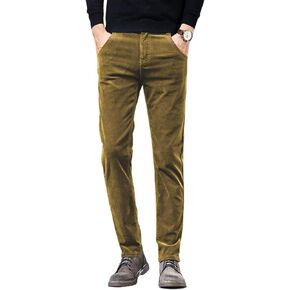 yoeasy Men Corduroy Slim Fit Pant Stretchy Casual Pant with Pocket