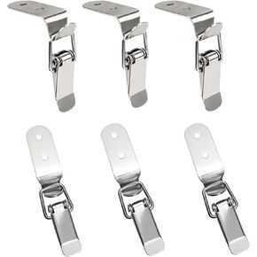 6 Pcs No Keyhole Spring Tool Box Right Angle Lock Stainless Steel Toolbox Latches Suitable for Box Door Cabinets
