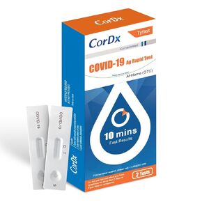 CorDx TyFast at-Home COVID-19 Antigen Rapid Test Kit, Easy, Accurate, Fast Results in 10 Minutes. (2-Pack)