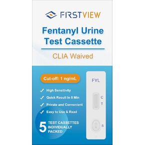 5 Pack-FIRSTVIEW Fentanyl Test Strip in Urine Test Cassette for Rapid Test, Easy to Read Urine Test Results at Home