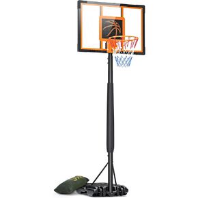 Basketball Hoop Outdoor 5-8.5ft Adjustable, Portable Basketball Hoops & Goals for Youth, Adults in Backyard/Driveway/Indoor, Shatterproof Backboard System with Fillable Base, 2 Wheels, Nylon Net