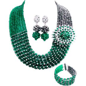 8 Rows African Jewelry for Women Nigerian Beads Wedding Necklace Set Bridal Jewelry Sets