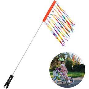 Upgraded Bike Safety Flag (12''*16'') and Adjustable Height Pole Made of Sturdy Fiberglass 6ft Bike Flag with Pole for Safety Bicycle Safety Flag Bicycle Flagpole