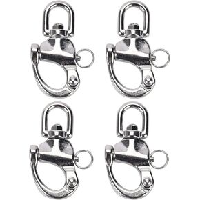Amarine Made 4 Pack of Swivel Eye Snap Shackle Quick Release Bail Rigging Sailing Boat Marine 304 Stainless Steel for Sailboat Spinnaker Halyard (4-9/10")
