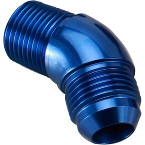 45 Degree Elbow One Piece Full Flow -8 AN to 3/8 NPT Forged Male Flare Coupling Union Fitting Aluminum Black