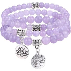 UEUC Semi Gemstone Chakra Bracelets for Women, 7 Chakra Tree Of Life Charm Healing Bracelet Set, Yoga Protection Reiki Meditation Stress Relief Stretch Bracelet Jewelry