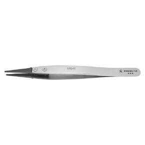 Excelta 5" Carbon Fiber Tip Tweezers, Replaceable .06" Wide Tips, Anti-Magnetic Stainless Steel, Professional