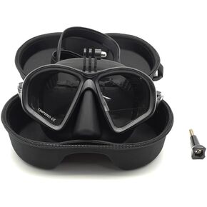 Low Volume Tempered Glass Adults Freediving Mask Waterproof Anti-Fog Clear Vision Diving Mask with Storage Case, Camera Mount Snorkel Mask for Photography and Snorkeling