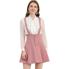 Allegra K Women's Overall Skirt Straps Flared Skater Short Suspender Skirt