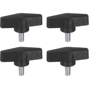 HARFINGTON 4pcs Tee Wing Knobs M10 x 35mm Metric Male Threaded Stud 55mm T Head Plastic Knob Handles Thumb Screws Hand Clamping Tightening Knob Grip Thumbscrew, Black