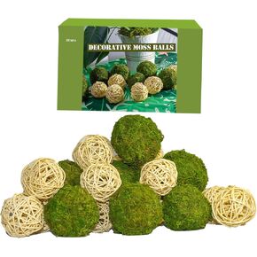 ZYAPA 21 Pack Green Moss Balls 8pcs 3.2" Decorative Balls for Bowls Filler 13pcs 2.3" Fake Moss Balls for Centerpiece Artificial Balls for Vase Filler Live Moss Balls for Home Tabel Decor