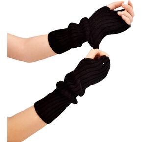 Fashion Arm Warmers Winter Long Fingerless Gloves, Knit Mitten Gloves Arm Sleeves Women With Thumb Hole. For: Unisex Style.