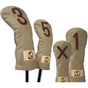 Premium Golf Club Head Covers Set of 4 Fits Drivers Fairways Hybrids 1, 3, 5 and X