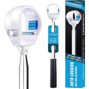 CHAMPKEY Upgraded Auto-Locking Golf Ball Retriever Performance Version - Thicken Telescopic Shaft Golf Ball Picker - High Durability and Stability Golf Retriever