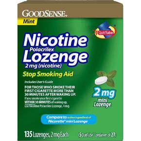 GoodSense Mini Nicotine Polacrilex Lozenge, 2 mg (Nicotine), Mint Flavor, 135 Count