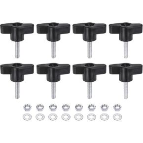 HARFINGTON 8pcs Tee Wing Knobs M5 x 45mm Metric Thread 36mm Z/T Head Plastic Handles Thumb Screws Hand Clamping Threaded Stud Knob Grip Thumbscrew with Nuts Washers, Black
