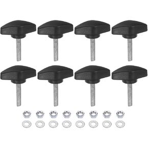HARFINGTON 8pcs Tee Wing Knobs M6 x 30mm Metric Thread 36mm T Head Plastic Handles Thumb Screws Hand Clamping Threaded Stud Knob Grip Thumbscrew with Nuts Washers, Black