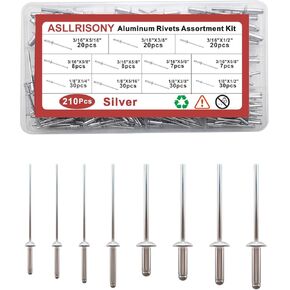 110pcs Rivets Pop Rivets Assortment Kit, 5 Sizes Aluminum Rivets (3/16'),Aluminum blind pro Rivets for DIY/Automotive Repairs/Metal/Furniture/Instruments(Black,3/16'')