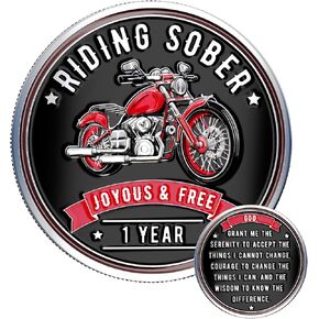 Sobriety Coin - Riding Sober AA Medallions - AA Chips & Medallions to Celebrate Milestones - Sober Coin Gift for Men & Women in Recovery