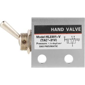 3 Position 2 Port Air Pneumatic Knob Switch Valve HL2301 Metal Toggle Switch Pneumatic Mechanical Valve Pack of 1