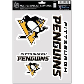 Wincraft NHL Pittsburgh Penguins Decal Multi Use Fan 3 Pack, Team Colors, One Size