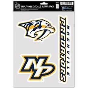 Wincraft NHL Nashville Predators Decal Multi Use Fan 3 Pack, Team Colors, One Size