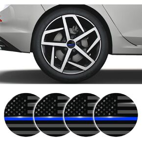 4PCS Car Wheel Center Caps Stickers, Center Caps for Rims, 3D Wheel Hub Cap 56mm American Flag Decorations, Car Exterior Accessories Metal Emblem Decals for Car Truck SUV(Sport/Silver)