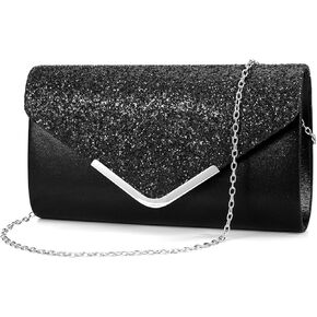 ZIUMUDY Women's Sparkle Evening Bags Envelope Clutches Shoulder Chain Handbag Bridal Wedding Purse