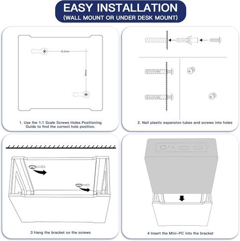 حامل كمبيوتر صغير لجهاز Beelink S12 Pro Mini PC، حامل على الحائط وتحت المكتب حامل حامل أكريليك متوافق مع أجهزة Beelink Mini S12 وMini S12 Pro Mini PC (حامل أسود فقط) in Kuwait