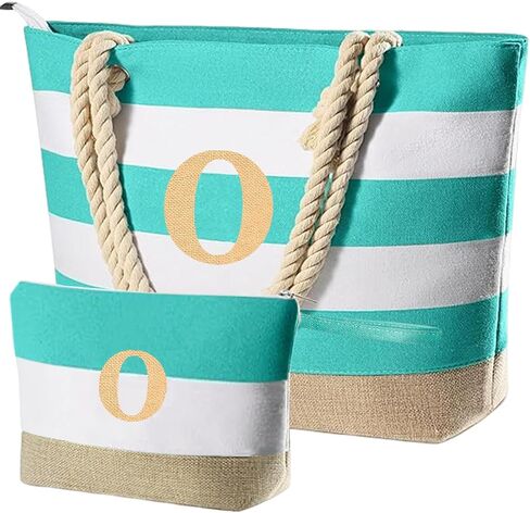 Extra Large Pool Beach Monogrammed Tote Bag with Zipper, Initial Birthday Travel Beach Personalized Gifts for Women in Saudi Arabia