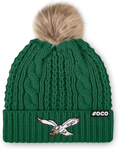 قبعة صغيرة للسيدات من FOCO بشعار فريق NFL من الفرو الصناعي على شكل ذيل حصان in Kuwait