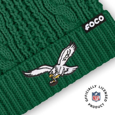 قبعة صغيرة للسيدات من FOCO بشعار فريق NFL من الفرو الصناعي على شكل ذيل حصان in Kuwait