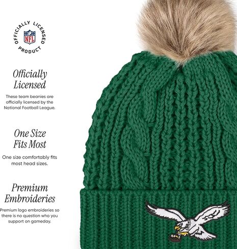 قبعة صغيرة للسيدات من FOCO بشعار فريق NFL من الفرو الصناعي على شكل ذيل حصان in Kuwait