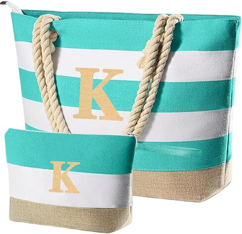 Extra Large Pool Beach Monogrammed Tote Bag with Zipper, Initial Birthday Travel Beach Personalized Gifts for Women in Saudi Arabia