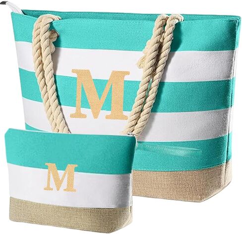 Extra Large Pool Beach Monogrammed Tote Bag with Zipper, Initial Birthday Travel Beach Personalized Gifts for Women in Saudi Arabia