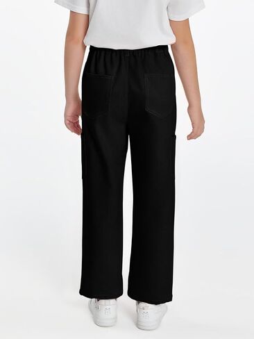Haloumoning Girls Cargo Pants Kids Fashion Baggy Wide Leg Trousers with Pockets 5-14 Years in Saudi Arabia