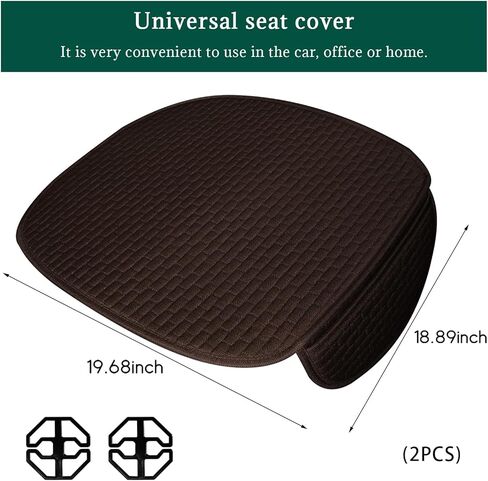 2 PCS Car Seat Covers Cushion Pad, Breathable Anti-Slip Auto Front Seat Protector Mat with Storage Pocket, Comfortable Front Seat Cushion Cover for Automotive and Office （Black） in Kuwait
