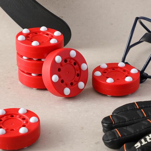 6 Pack Street Roller Hockey Puck 3 Inch Outdoor Roller Hockey Pucks Outdoor Hockey Street Balls with Rollers Hockey Balls Novelty Indoor Hockey Set for Sport Training Activity in Saudi Arabia