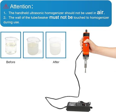 Handheld Ultrasonic Homogenizer Lab Emulsifier Mixer with Titanium Probe Cell Disruptor 38000PRM Sonicator Processor Mixing Volume (φ8mm:50-300ml) in Saudi Arabia