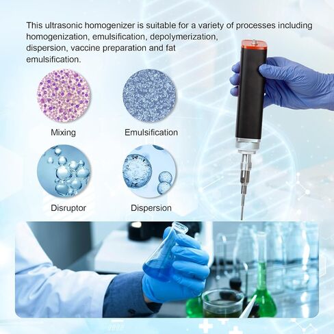 Handheld Ultrasonic Homogenizer Lab Emulsifier Mixer with Titanium Probe Cell Disruptor 38000PRM Sonicator Processor Mixing Volume (φ8mm:50-300ml) in Saudi Arabia
