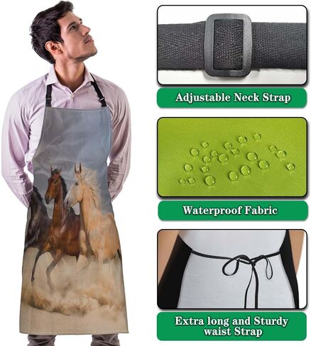Housewife Apron for Men Deer Fun Aprons for Women for Kitchen Cooking Restaurant BBQ Painting Crafting Gardening 27" (W) x 31" (H), Waterproof Apron in Saudi Arabia