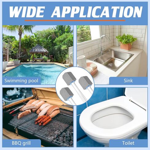 10 قطع من حجر الخفاف لتنظيف المرحاض، حجر خفاف المرحاض مع مقبض طويل، حجر الخفاف لتنظيف المرحاض، فرشاة المرحاض، عصا إعادة ملء كتلة تنظيف حجر المرحاض لحوض حمام السباحة (أزرق) in Kuwait