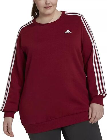 adidas womens Essentials 3-Stripes Fleece Sweatshirt, True Pink-white, Small in Saudi Arabia